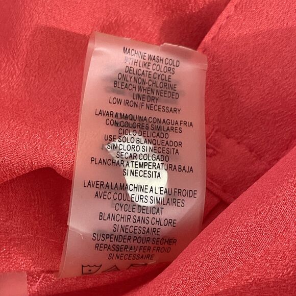 Calvin Klein Women’s Coral Long Sleeve Top Size S Roll Tab Sleeves Waist Blouse - Picture 11 of 13